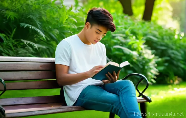 기타 케이스 추천 - **Prompt 1: Digital Serenity in Nature**
"A peaceful image of a young adult, gender-neutral, sit...